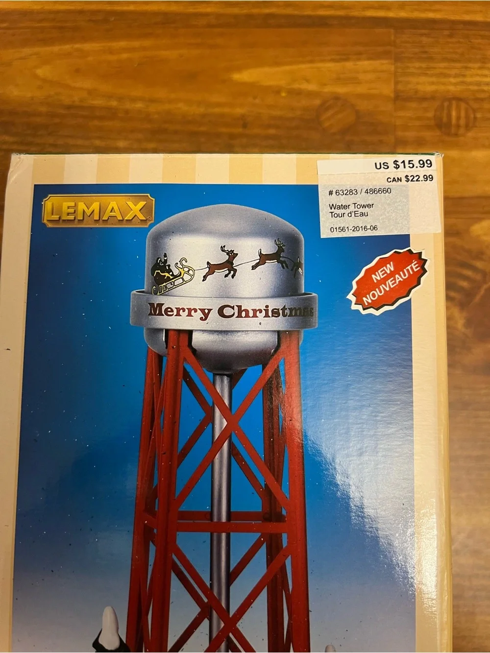 Lemax Red and Silver Merry Christmas Water Tower Holiday Decor